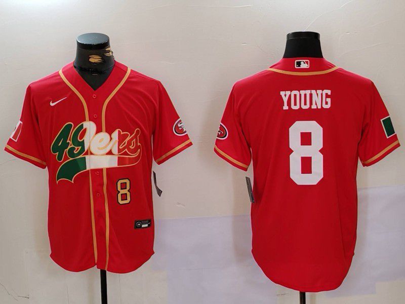 Men San Francisco 49ers 8 Young Red Second generation Mexican Joint Name 2024 Nike Limited NFL Jersey style 2